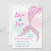 Invitation Mermaid Pink Purple 5e anniversaire (Devant)