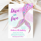 Invitation Mermaid Pink Purple 5e anniversaire