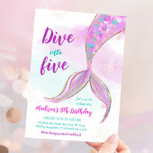 Invitation Mermaid Pink Purple 5e anniversaire