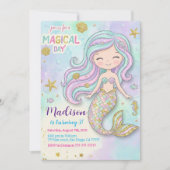 Invitation Mermaid Pink Purple Birthday (Devant)