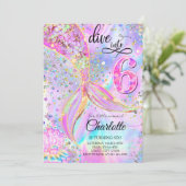 Invitation Mermaid Pink Purple Plongée dans le sixième annive (Debout devant)