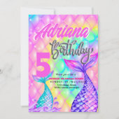 Invitation Mermaid Pool mer Party Pink anniversaire lumineux (Devant)