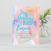 Invitation Mermaid Pool mer Party Pink Mermaid (Debout devant)