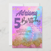 Invitation Mermaid Pool mer Party violet anniversaire Bright (Devant)