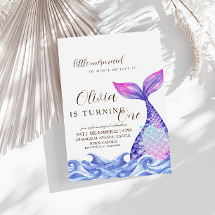 Invitation Mermaid Première fête d'anniversaire Mare