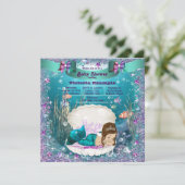 Invitation Mermaid Princess Baby shower fille (Debout devant)