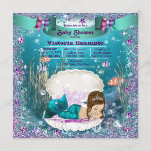 Invitation Mermaid Princess Baby shower fille