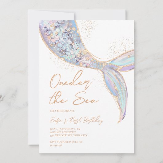 Invitation Mermaid Queue 1er anniversaire (Devant)