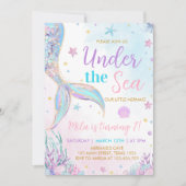 Invitation Mermaid Queue sous la mer Girl Anniversaire (Devant)