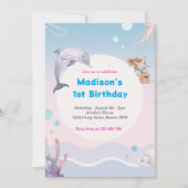 Invitation Mermaid Queue sous la mer rose or Anniversaire (Devant)