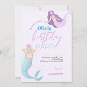 Invitation Mermaid Queue sous la mer rose or Anniversaire (Devant)
