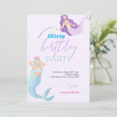 Invitation Mermaid Queue sous la mer rose or Anniversaire (Debout devant)