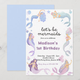 Invitation Mermaid Queue sous la mer rose or Anniversaire