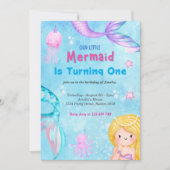 Invitation Mermaid Queue sous la mer rose or Anniversaire (Devant)