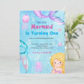Invitation Mermaid Queue sous la mer rose or Anniversaire (Debout devant)