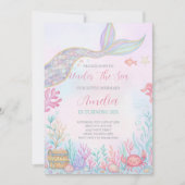 Invitation Mermaid Queue Sous L'Invitation D'Anniversaire En (Devant)