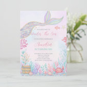 Invitation Mermaid Queue Sous L'Invitation D'Anniversaire En (Debout devant)