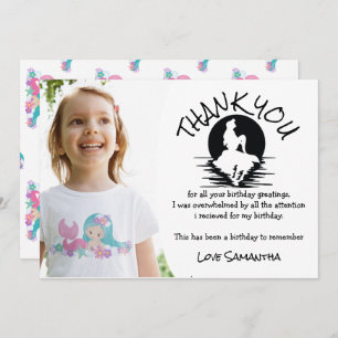 Invitation Mermaid rose violet Merci de fête d'anniversaire