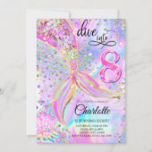 Invitation Mermaid rose violet plonger dans huit ans (Devant)