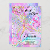 Invitation Mermaid rose violet plonger dans huit ans (Devant / Derrière)