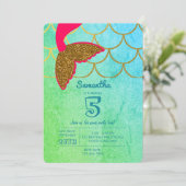 Invitation Mermaid Scales Turquoise Turquoise Parties scintil (Debout devant)