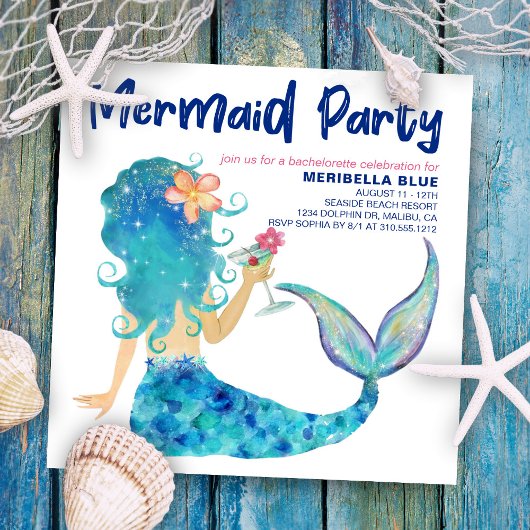 Invitation Mermaid Sea | Cocktail de plage pour l'enterrement
