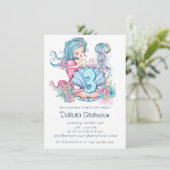 Invitation Mermaid Sea Life | Fête d'anniversaire avec âge pe (Debout devant)