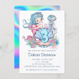 Invitation Mermaid Sea Life   Fête d'anniversaire avec âge pe