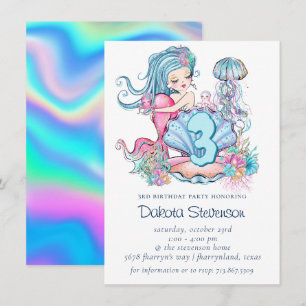 Invitation Mermaid Sea Life   Fête d'anniversaire avec âge pe
