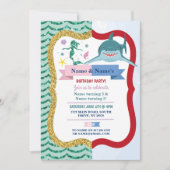 Invitation Mermaid & Shark Joint Boy Girl Anniversaire (Devant)