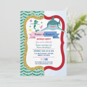 Invitation Mermaid & Shark Joint Boy Girl Anniversaire (Debout devant)
