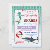 Invitation Mermaid Shark Pool Party Joint Boy Girl Anniversai (Devant)