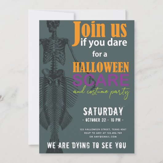 Invitation Mermaid Skeleton Halloween (Devant)