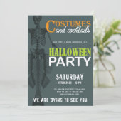 Invitation Mermaid Skeleton Modern Halloween (Debout devant)