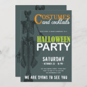 Invitation Mermaid Skeleton Modern Halloween (Devant / Derrière)