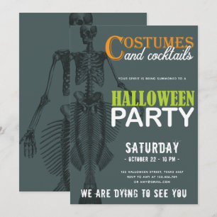 Invitation Mermaid Skeleton Modern Halloween