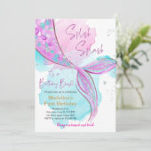 Invitation Mermaid Splish Pool Party Fille Anniversaire (Debout devant)