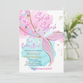 Invitation Mermaid Splish Pool Party Fille Anniversaire Inv (Debout devant)