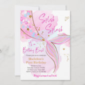 Invitation Mermaid Splish Pool Party Fille Anniversaire Inv (Devant)