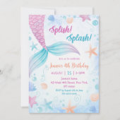 Invitation Mermaid Splish Splash 4e fête d'anniversaire (Devant)