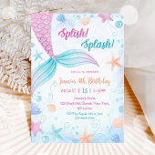 Invitation Mermaid Splish Splash 4e fête d'anniversaire