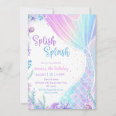 Invitation Mermaid Splish Splash 4e fête d'anniversaire (Devant)