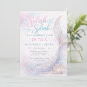 Invitation Mermaid Splish Splash 7th Birthday Bash Party (Debout devant)