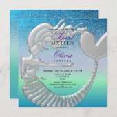 Invitation Mermaid Sweet 16 Anniversaire (Devant / Derrière)