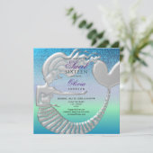 Invitation Mermaid Sweet 16 Anniversaire (Debout devant)