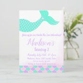 Invitation Mermaid Tail 2e anniversaire (Debout devant)