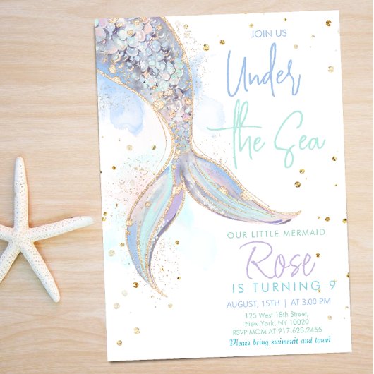 Invitation Mermaid Tail Anniversaire