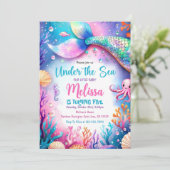 Invitation Mermaid Tail Anniversaire Invitation, Mermaid Invi (Debout devant)