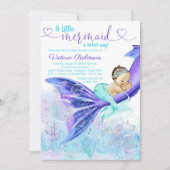 Invitation Mermaid Tail Baby shower Brunette Mermaid (Devant)