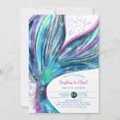 Invitation Mermaid Tail Iridescente Parties scintillant Mer 1 (Devant)